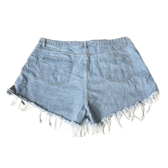Shein Lace Up Sides Cutoff Jean Shorts Blue Size 3XL - Picture 2 of 6